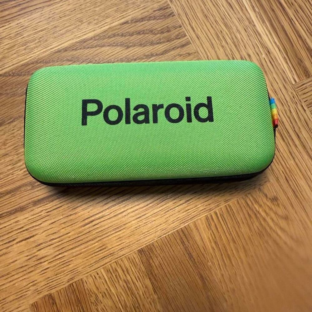 Polaroid Green Hard Shell Zipper Camera Case Rainbow Accent